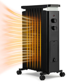Costway 41059783 1500W Portable Oil Filled Radiator Heater with 3 Heat Settings-Black