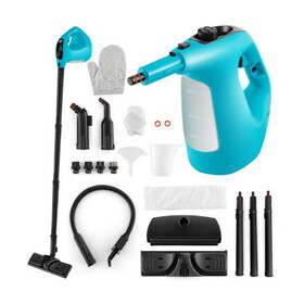 Costway 1400W Handheld Steam Cleaner with 14-Piece Accessory Kit and Child Lock-Blue