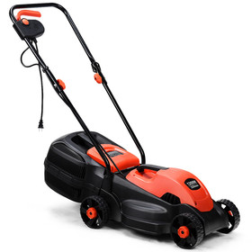 Costway 52693708 14 Inch Electric Push Lawn Corded Mower with Grass Bag-Red