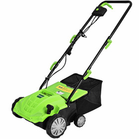 Costway 27416389 12Amp Corded Scarifier 13" Electric Lawn Dethatcher with 40L Collection Bag -Green