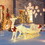 Costway 59781463 6 Feet Christmas Lighted Reindeer and Santa's Sleigh Decoration with 4 Stakes