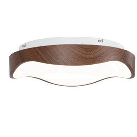 Costway 24W Modern LED Mount Ceiling Light with Wood Pattern and Metal Frame-Brown