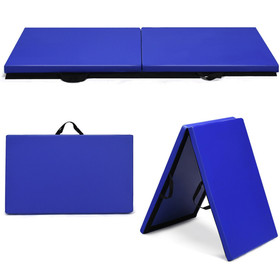 Costway 01268473 6 x 2 Feet Gymnastic Mat with Carrying Handles for Yoga-Blue