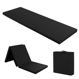 Costway 6 x 2 FT Tri-Fold Gym Mat with Handles and Removable Zippered Cover-Black