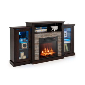 Costway Fireplace?TV Stand with 16-Color Led Lights for TVs up to 65 Inch