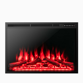 Costway 79245136 34/37 Inch Electric Fireplace Recessed with Adjustable Flames