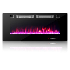 Costway 85216347 42 Inch Ultra-Thin Electric Fireplace with Decorative Crystals and Smart APP Control-42 inch