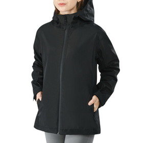 Costway 81924365 Women's Waterproof & Windproof Rain Jacket with Velcro Cuff-Black-S