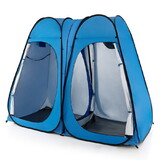 Costway Oversized Pop Up Shower Tent with Window Floor and Storage Pocket-Blue