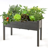 Costway 50321697 Wooden Raised Vegetable Garden Bed Elevated Grow Vegetable Planter-Gray
