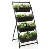 Costway 97853214 4-Tier Vertical Raised Garden Bed with 4 Containers and Drainage Holes-M
