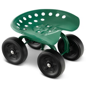 Costway 38721594 Garden Rolling Workseat with 360&#176;Swivel Seat and Adjustable Height-Green