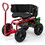 Costway 32986745 Cushioned Rolling Garden Cart Scooter with Storage Basket and Tool Pouch-Black & Red