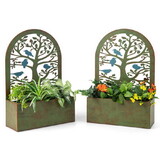 Costway 38275194 Set of 2 Decorative Raised Garden Bed for Climbing Plants-Rust