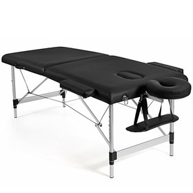 Costway 76319408 84 Inch L Portable Adjustable Massage Bed with Carry Case for Facial Salon Spa -Black