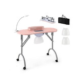 Costway 82749613 Manicure Nail Table with Bendable USB-plug LED Table Lamp-Pink