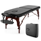 Costway 98127563 Folding Massage Table with Height-adjustable Beech Wood Frame-Black