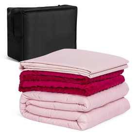 Costway 79215038 60" x 80" Weighted Blanket with Hot & Cold Duvet Covers -Pink