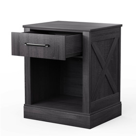 Costway 85694021 Compact Nightstand with Drawer and Shelf-Black