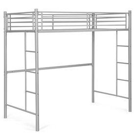 Costway 52681043 Twin Loft Bed Frame with 2 Ladders Full-length Guardrail -Silver