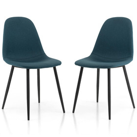 Costway 62419753 Dining Chairs Set of 2 with Black Metal Legs-Blue