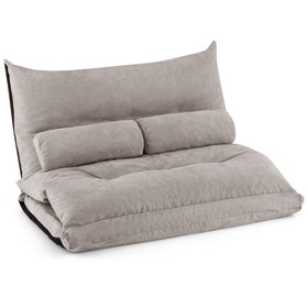 Costway 23918645 Adjustable Floor Sofa Bed with 2 Lumbar Pillows-Gray