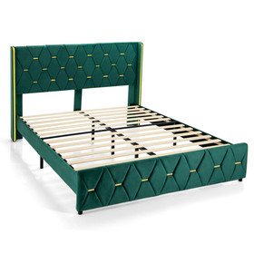 Costway 43158927 Queen/Full Size Upholstered Platform Bed Frame with Adjustable Headboard-Queen Size