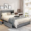 Costway 96012574 Full/Queen Size Upholstered Bed Frame with 4 Drawers-Silver-Full Size