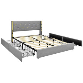 Costway 96012574 Bed Frame Mattress Foundation with 4 Storage Drawers