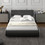 Costway 19624837 Upholstered Platform Bed Frame Low Profile Faux Leather with Curved Headboard-Full Size