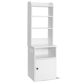 Costway 41258937 6-Tier Bookshelf with Charging Station and Cabinet-White