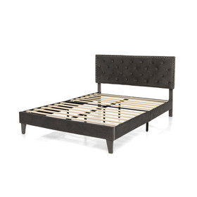 Costway 54367982 Full/Queen Size Upholstered Platform Bed with Tufted Headboard-Queen Size