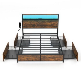 Costway 51827496 Full/Queen Size Bed Frame with Smart LED Lights and Storage Drawers-Full Size