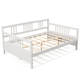Costway 25879416 Full Size Metal Daybed Frame with Guardrails-White