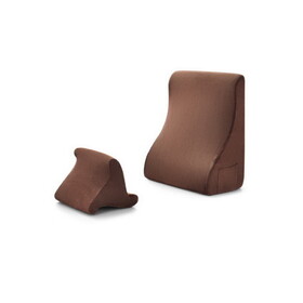 Costway Bed Wedge Pillow with Tablet Pillow Stand and Side Pockets-Brown