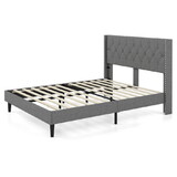 Costway Full/Queen Size Upholstered Platform Bed with Button Tufted Headboard-Full Size