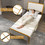 Costway 84739215 Upholstered Gold Platform Bed Frame with Velvet Headboard-Twin Size