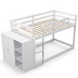 Costway 72961483 Twin Size Bunk Bed with Convertible Bookcase and Ladder-White