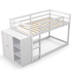 Costway 72961483 Twin Size Bunk Bed with Convertible Bookcase and Ladder-White