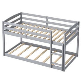 Costway 76135948 Twin Size Bunk Bed with High Guardrails and Integrated Ladder-Gray