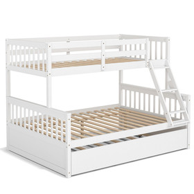 Costway 35642187 Twin Over Full Convertible Bunk Bed with Twin Trundle-White