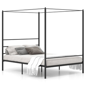 Costway 71485932 Twin/Full/Queen Size Metal Canopy Bed Frame with Slat Support-Queen Size