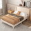 Costway 45172683 Full/Queen Size Upholstered Bed Frame with Geometric Wingback Headboard-Full Size