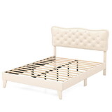 Costway Full Size Bed Frame with Nail Headboard and Wooden Slats