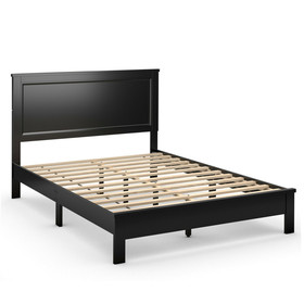 Costway 86195370 Full Size Platform Slat Bed Frame with High Headboard-Black