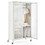 Costway 91825743 Rolling Storage Armoire Closet with Hanging Rod and Adjustable Shelf-White