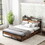 Costway 43729651 Full/Queen Bed Frame with 2-Tier Storage Headboard and Charging Station-Full Size