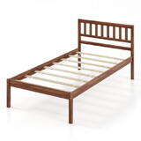 Costway Twin/Full/Queen Size Wood Bed Frame with Headboard and Slat Support-Twin Size