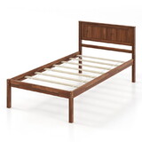 Costway Twin/Full/Queen Size Bed Frame with Wooden Headboard and Slat Support-Twin Size