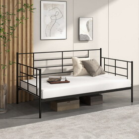 Costway 14685273 Twin Size Metal Daybed Sofa Bed Frame with Armrests and Backrest